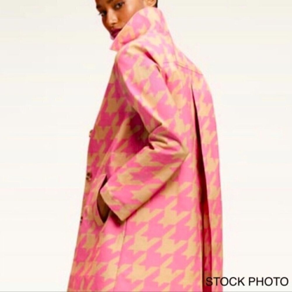 Isaac Mizrahi Target 20th Anniversary Collection Pink & Tan Houndstooth Trench - Picture 16 of 16